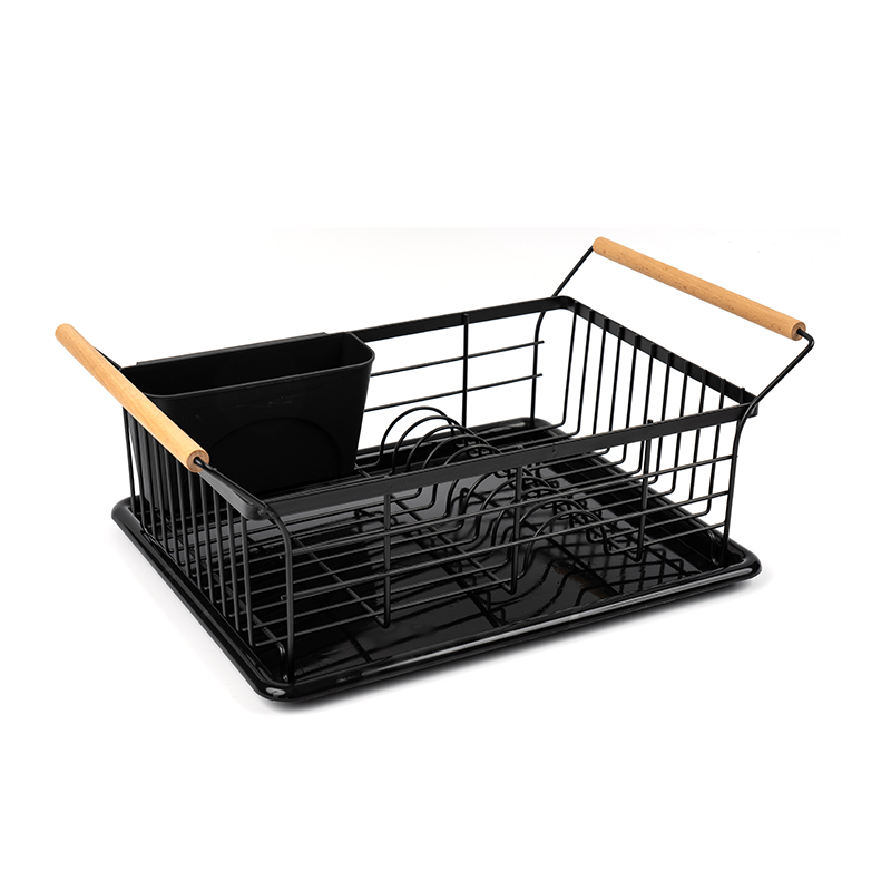 ชามและราวตากจานพร้อมที่จับไม้