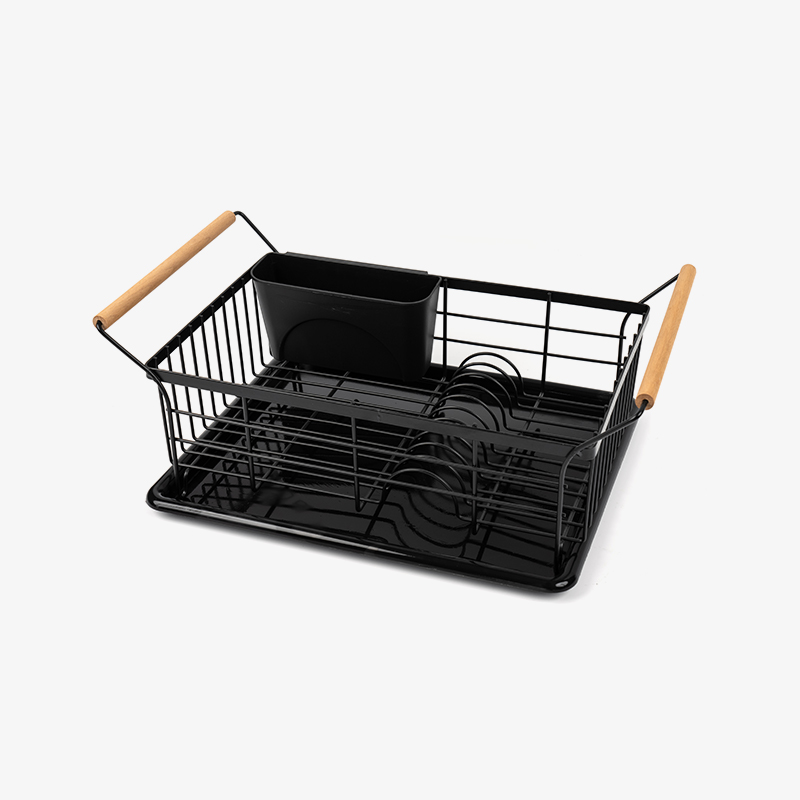 ชามและราวตากจานพร้อมที่จับไม้