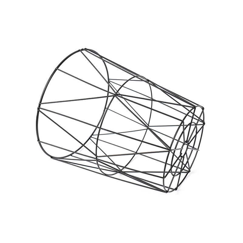 ถังขยะตาข่ายลวดกลมสีดำสำหรับสำนักงานและห้องนอน