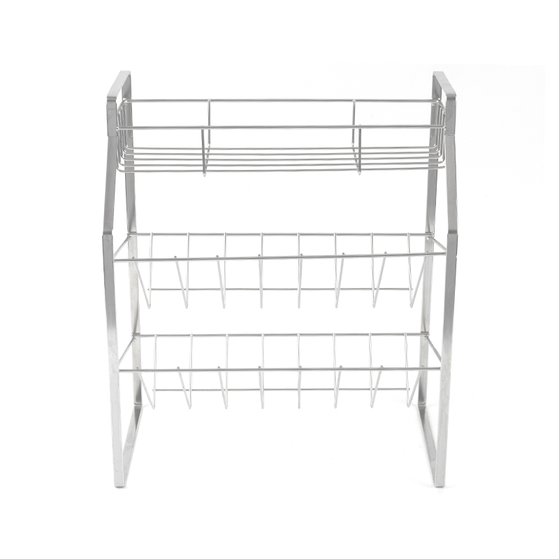 ชั้นวางเครื่องเทศสีดำ 3 ชั้นพร้อมติดผนังสำหรับห้องครัว