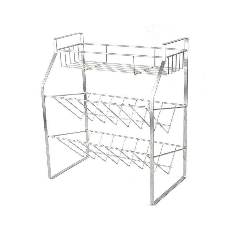 ชั้นวางเครื่องเทศสีดำ 3 ชั้นพร้อมติดผนังสำหรับห้องครัว