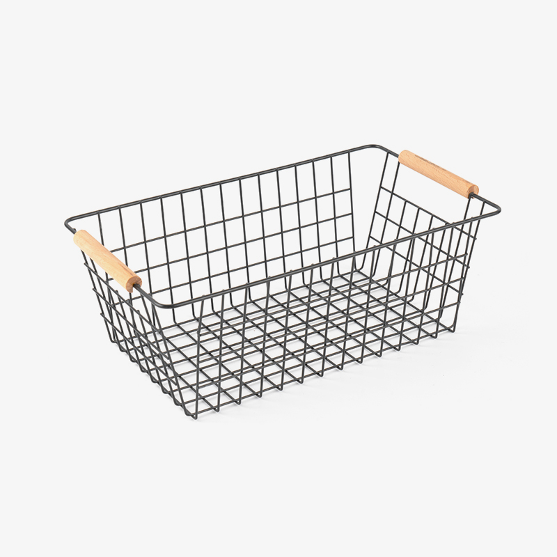 ตะกร้าเก็บของพร้อมที่จับไม้