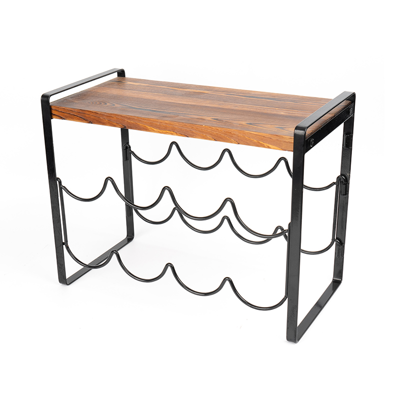 ขวดชั้นวางไวน์เคาน์เตอร์ไม้ชนบทไม่จำเป็นต้องประกอบ