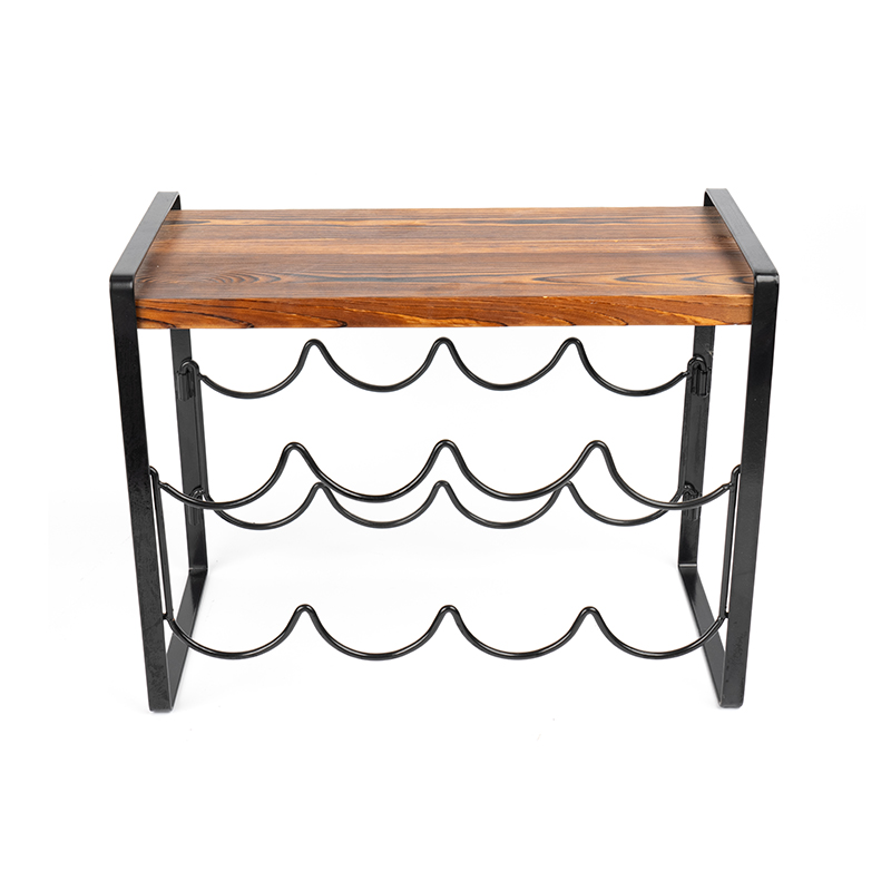 ขวดชั้นวางไวน์เคาน์เตอร์ไม้ชนบทไม่จำเป็นต้องประกอบ