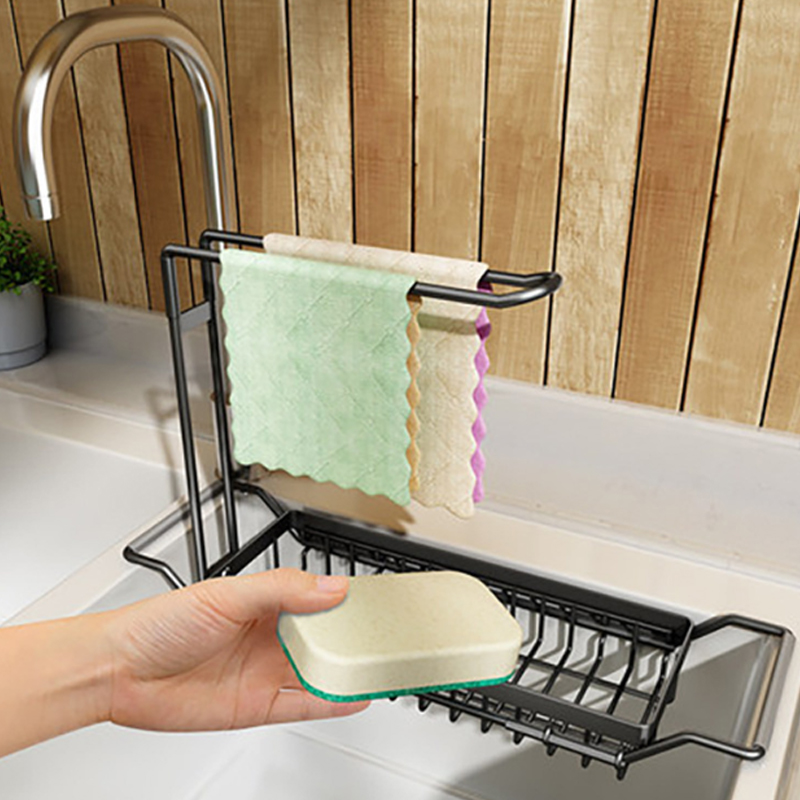 2-in-1 Sink Storage Rack & ที่วางฟองน้ำ Organizer